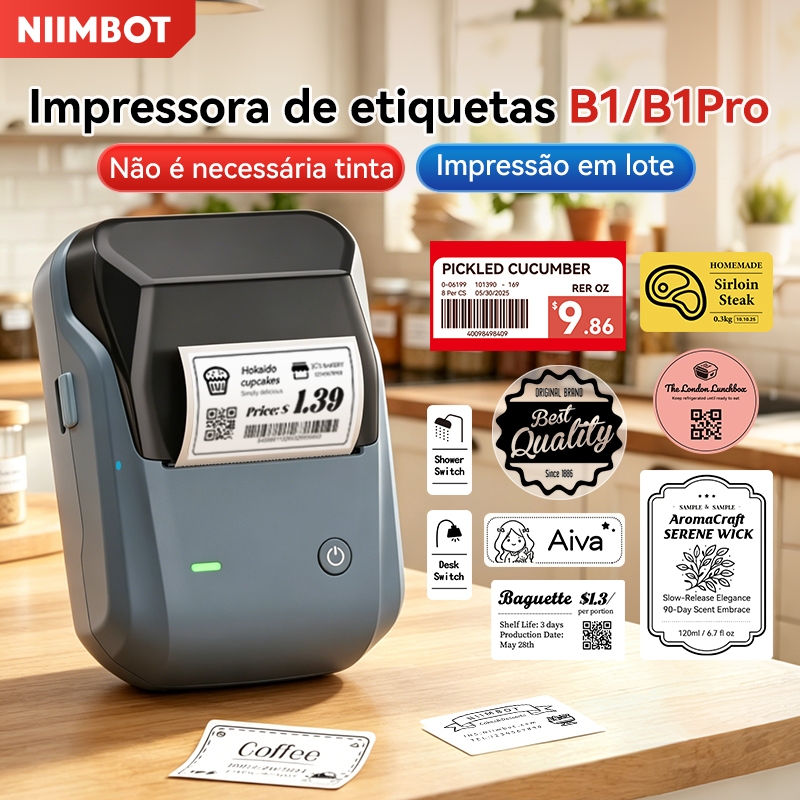 NIIMBOT B1/B1Pro Impressora de Etiquetas Portátil Bluetooth Preço Criador de Etiquetas Adesivas Sem Tinta