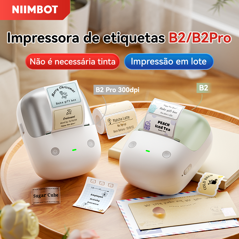 Niimbot B2/B2Pro Mini Impressora De Etiquetas Portátil Bluetooth Para Etiqueta De Nome , Adesivos De Alimentos Interrupt