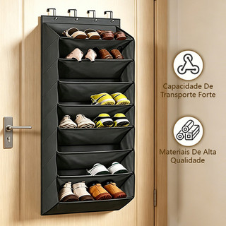 Sapateira para pendurar na porta, com capacidade para 16 pares de sapatos e 8 prateleiras