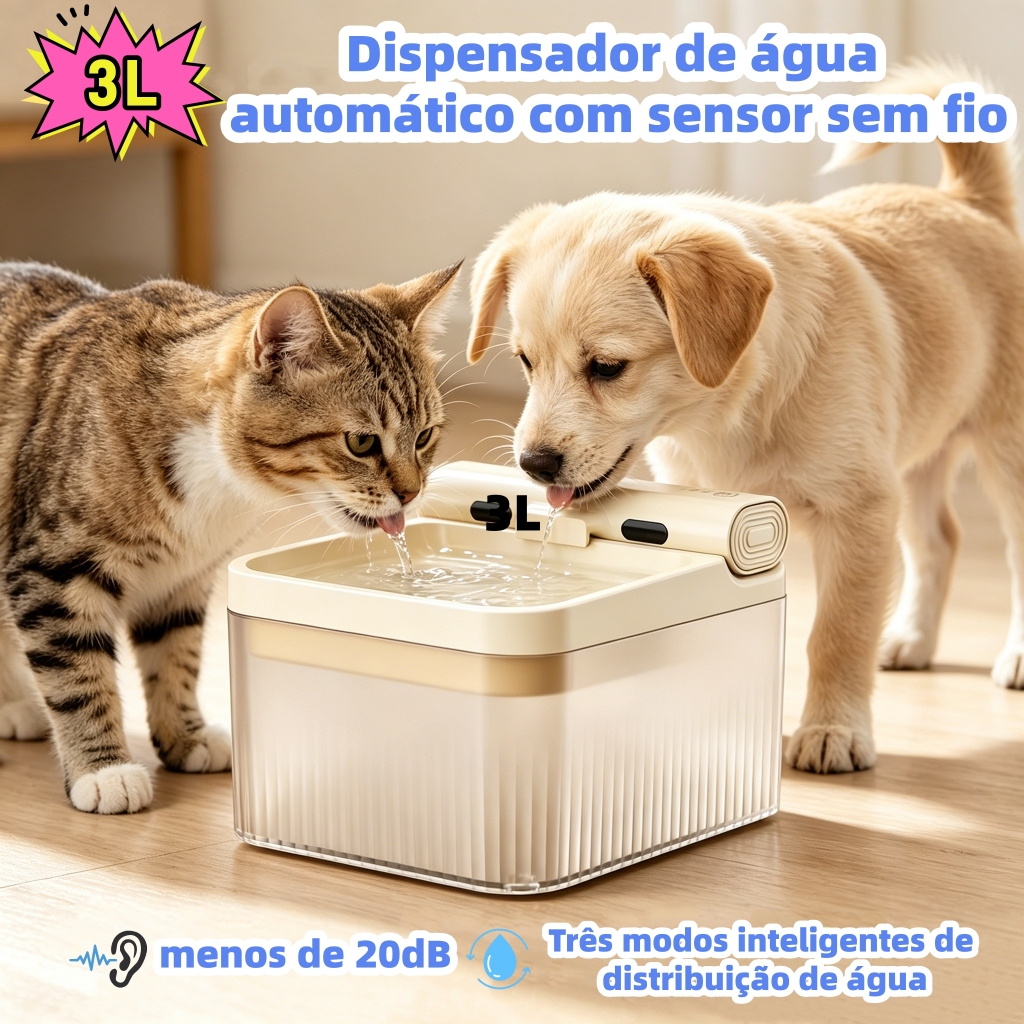 3L Bebedouro Pet Inteligente Fonte de Água Para Gatos e Cães Automático Com Filtro
