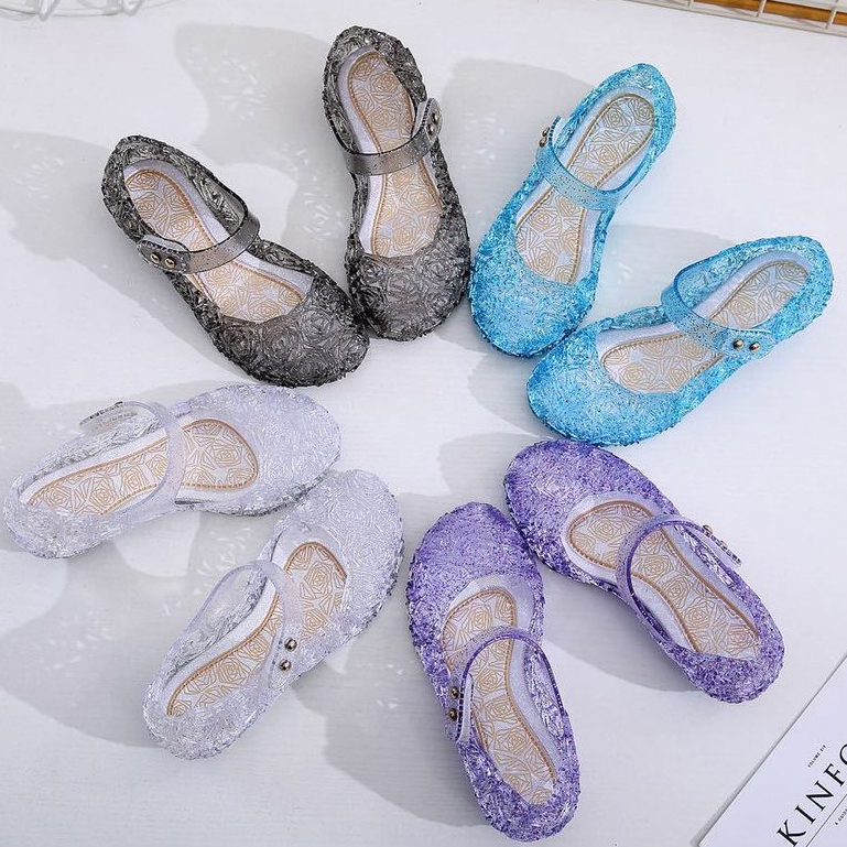 Sapatos Baixos Princess Jelly Para Meninas , Salto De Festa De Aniversário , Fantasias De Rainha Da Neve , Sandálias Beb