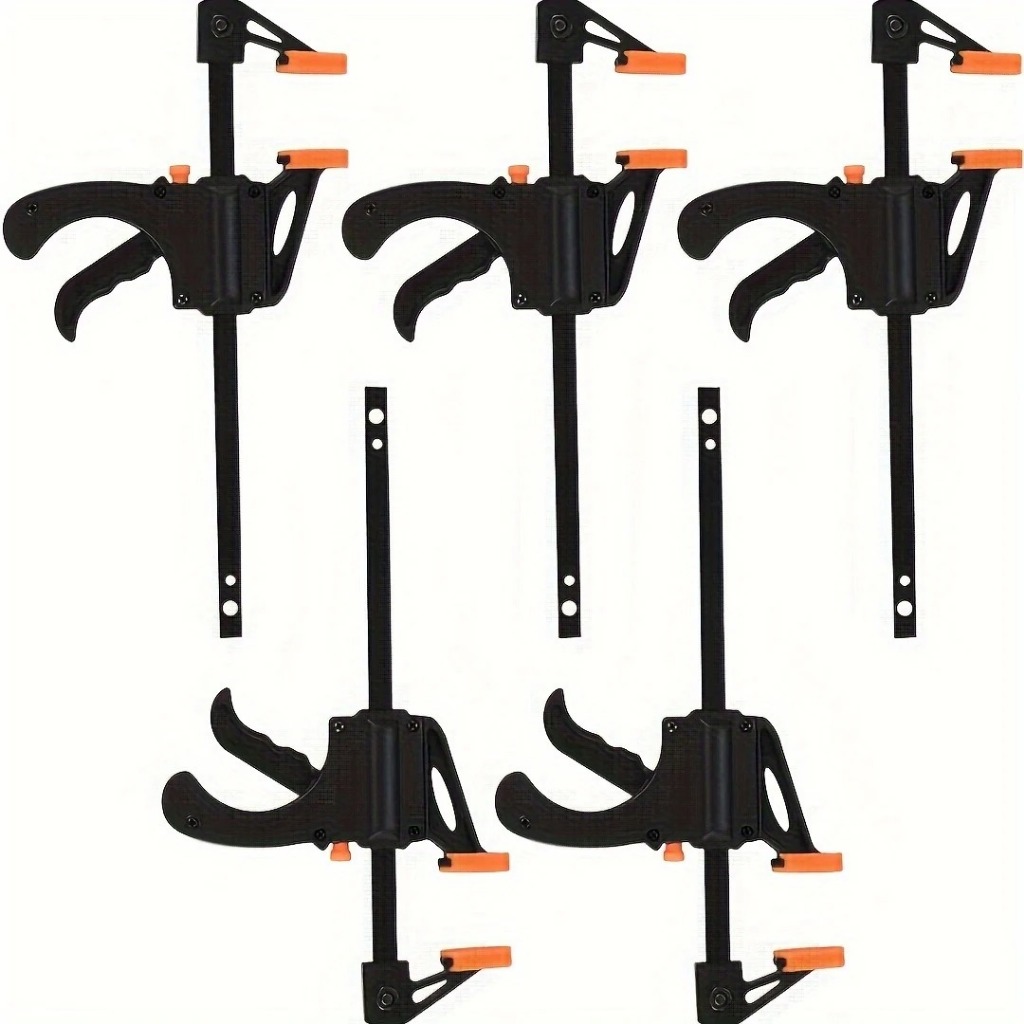 Grampos F de Plástico 10cm, Liberação Rápida e Ajustável, Ideal para Marcenaria e Projetos DIY