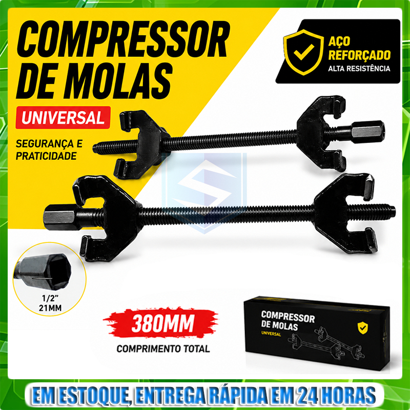 Kit Compressor de Molas 380mm Universal Aço Reforçado 2 Peças Suspensão Automotiva