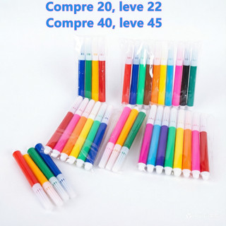 Kit Canetinhas Aquarela Infantil [6/12 Cores] - Atóxica e Lavável - Material Escolar e Br…