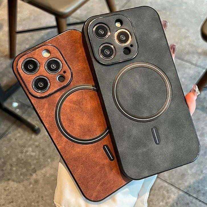 Pele De Cordeiro Magnética Córtex Caso Macio Compatível Para iPhone 17 16 15 14 13 12 11 Pro Max Plus Pára-Choques Capa
