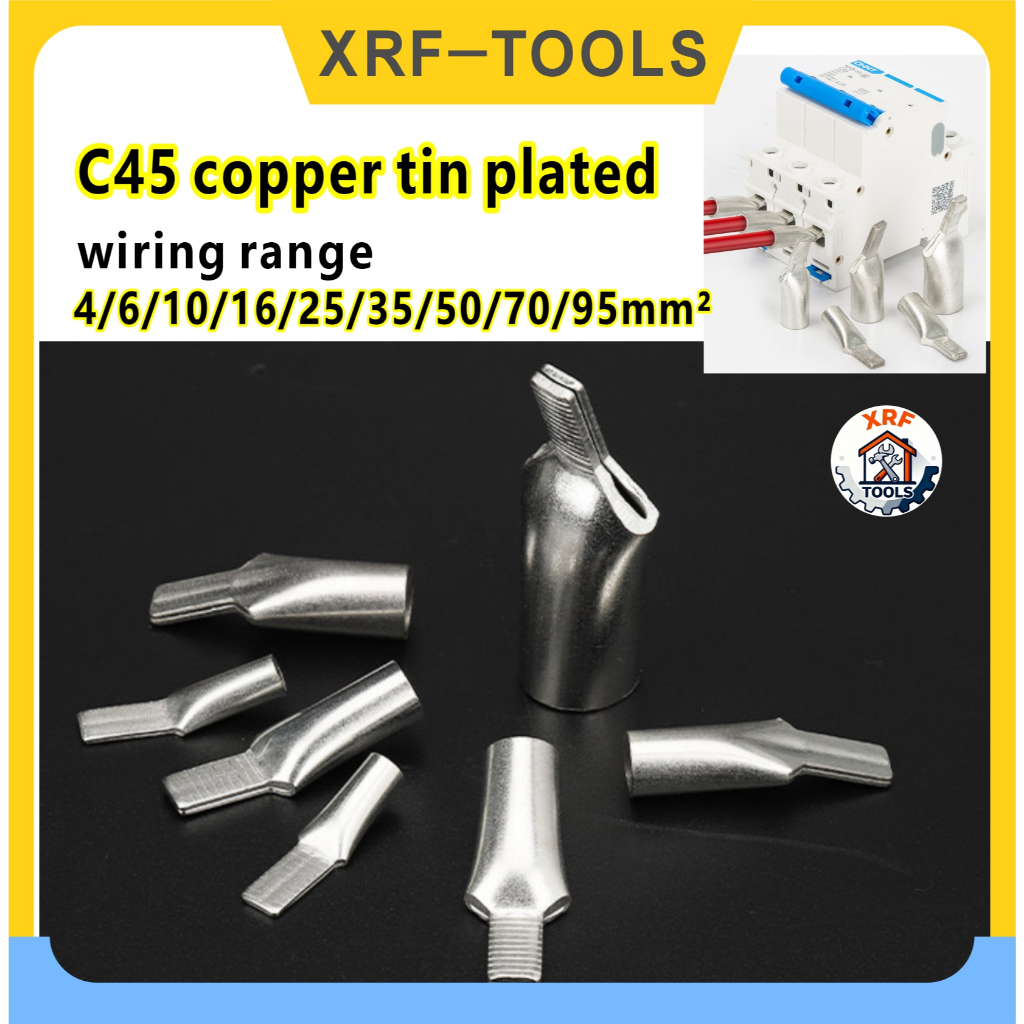 C45-4/6/10/16/25/35/50/70/95mm2 Disjuntor De Cobre Estanhado Plug-In Lugs Terminal De Cabo Tipo Pino Preenchido Com Pato