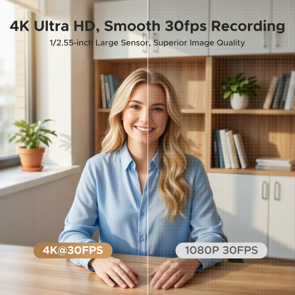 Webcam UGREEN 4K Com Sensor De 8 Mp, 30 Fps, Redução De Ruído AI, Foco Automático, Capa De Privacidade, Tripé E Mon · foto 2