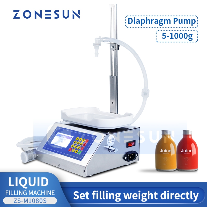 Máquina De Enchimento De Líquidos Semiautomática , Garrafas , Bomba De Diafragma De Pesagem CNC ZONESUN M-1080S Para Beb