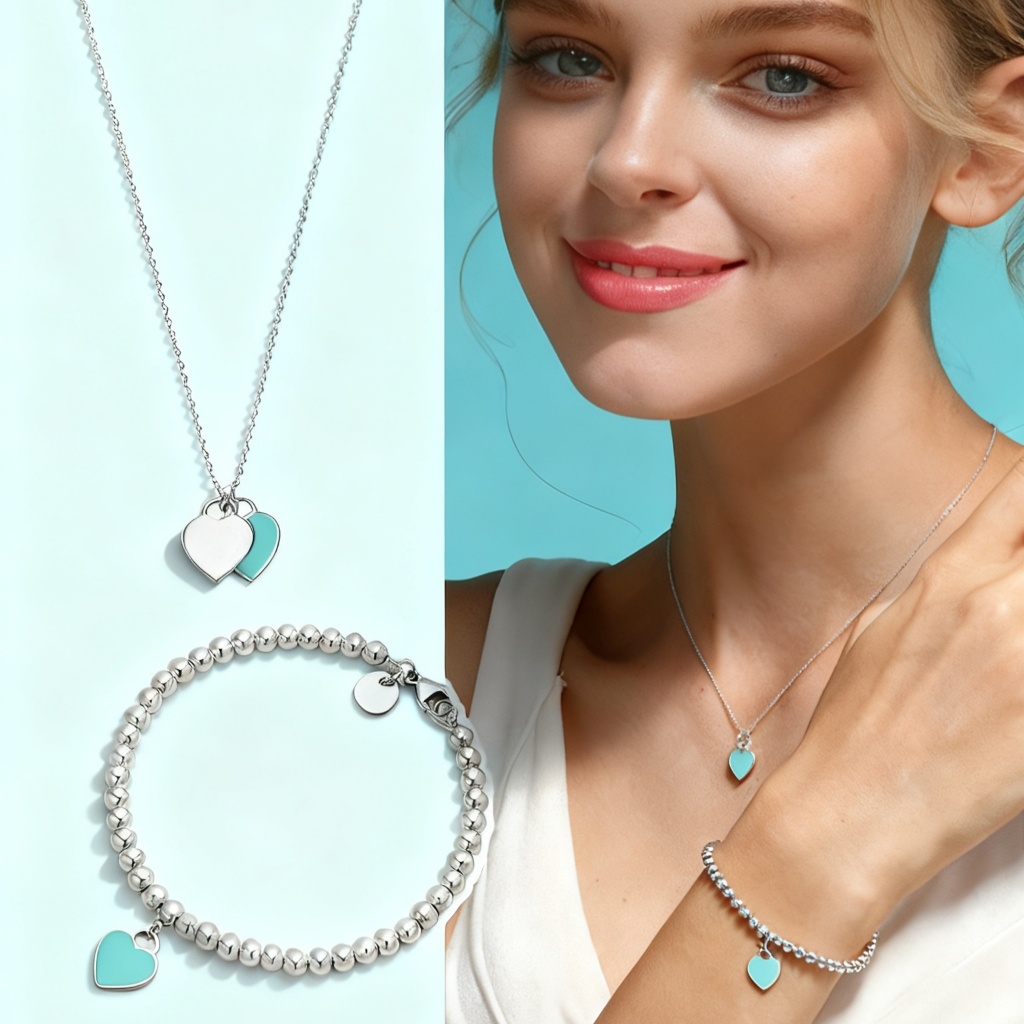 [MAIS VENDIDO] Conjunto S925 Colar de Prata Feminino + Pulseira Conjunto Feminino Clássico Colar de Amor Presente