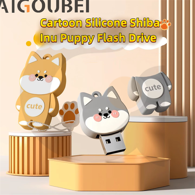 Silicone Shiba Inu Cute U Mini Flash Drive De Alta Velocidade 1GB 2GB 4GB 8GB 16GB 32GB 64GB 128GB 2TB Pendrive À Prova