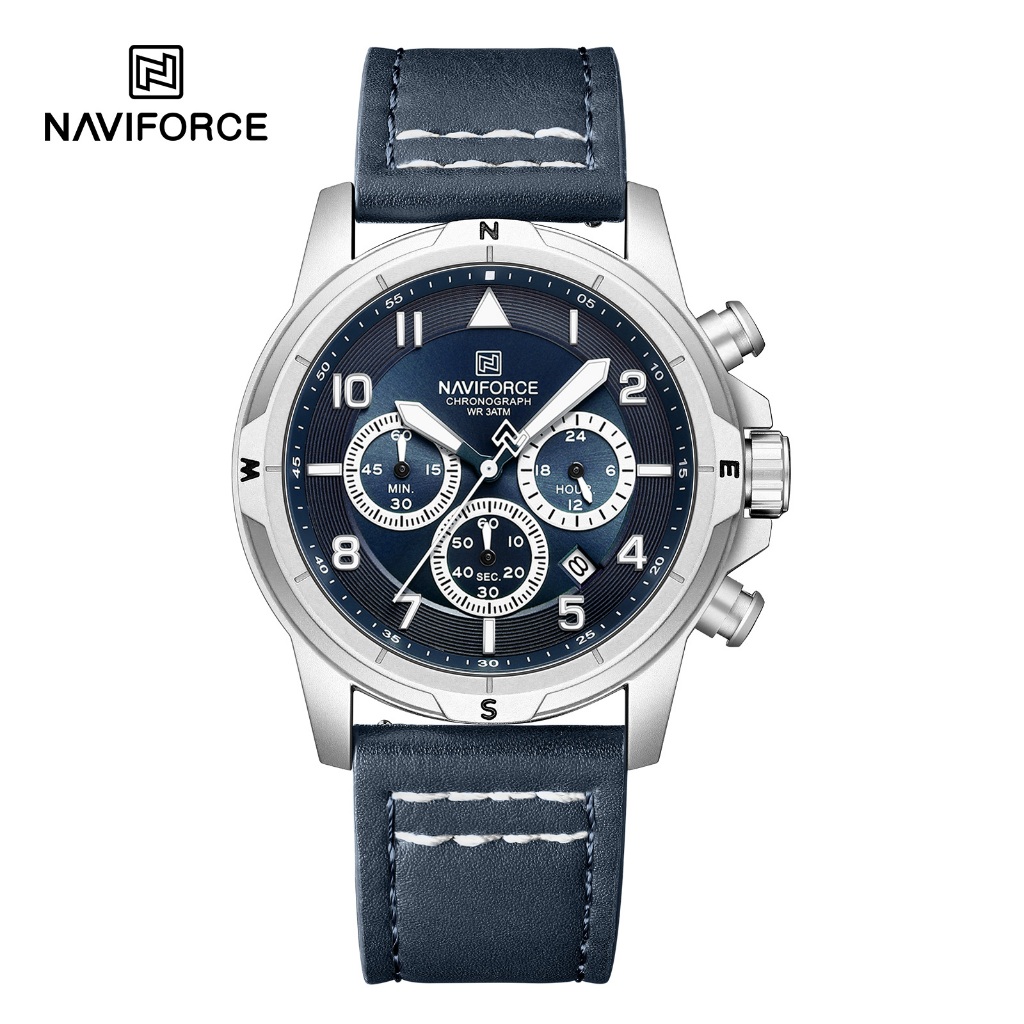 NAVIFORCE 8077 Relógio De Quartzo Masculino , Pulseira De Couro , Cronometragem