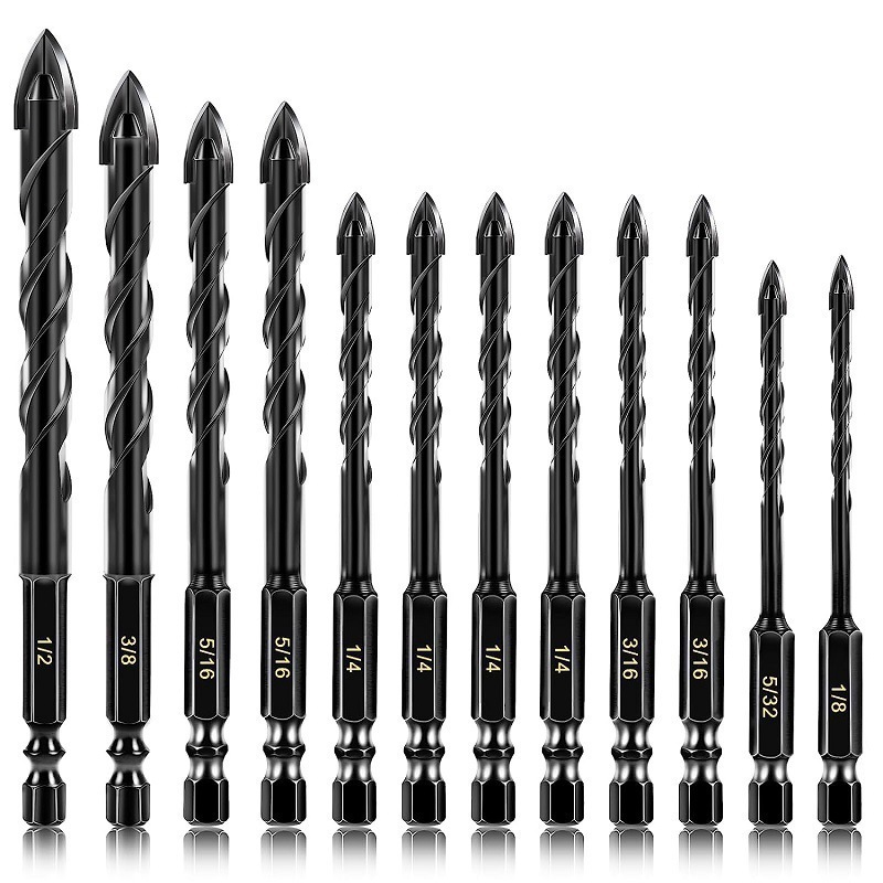 Kit 10 Brocas de carboneto Triangular Titânio Profissionais 3/16-1/2 De Para Fura Tudo