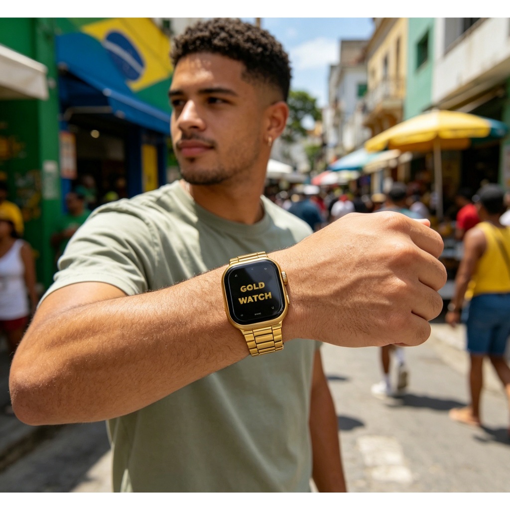 G9 Ultra Pro Gold Smartwatch Relógio Inteligente Bluetooth Chamada Fitness Saúde Grátis 3 Correias Esportivo Unissex