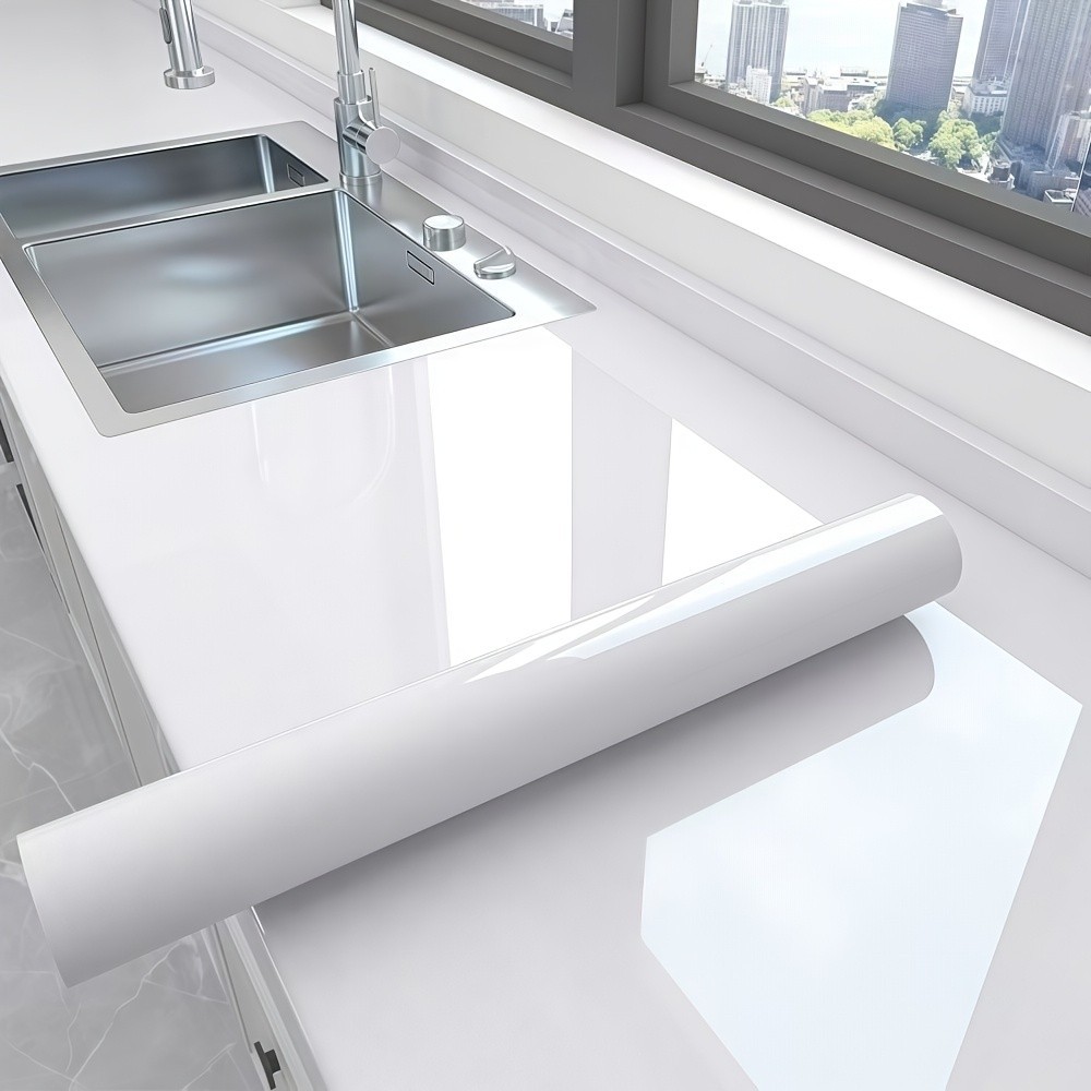 Papel de Parede Adesivo Vinílico Branco Impermeável, para Geladeira e Móveis, Fácil Limpeza Lavável 5m/10m
