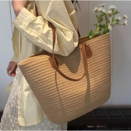 Bolsa de palha de grande capacidade para férias casuais praia portátil nova moda bolsa de ombro — imagem 2 de 2