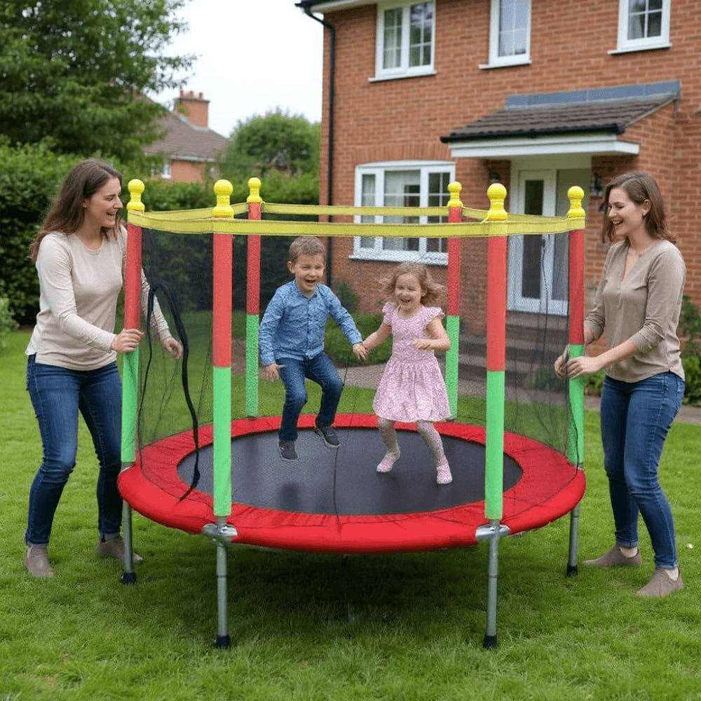 Cama Elástica Pula Pula Infantil 1,4M Lona Reforçada Suporta 90Kg Com Rede de Proteção Trampolim Resistente