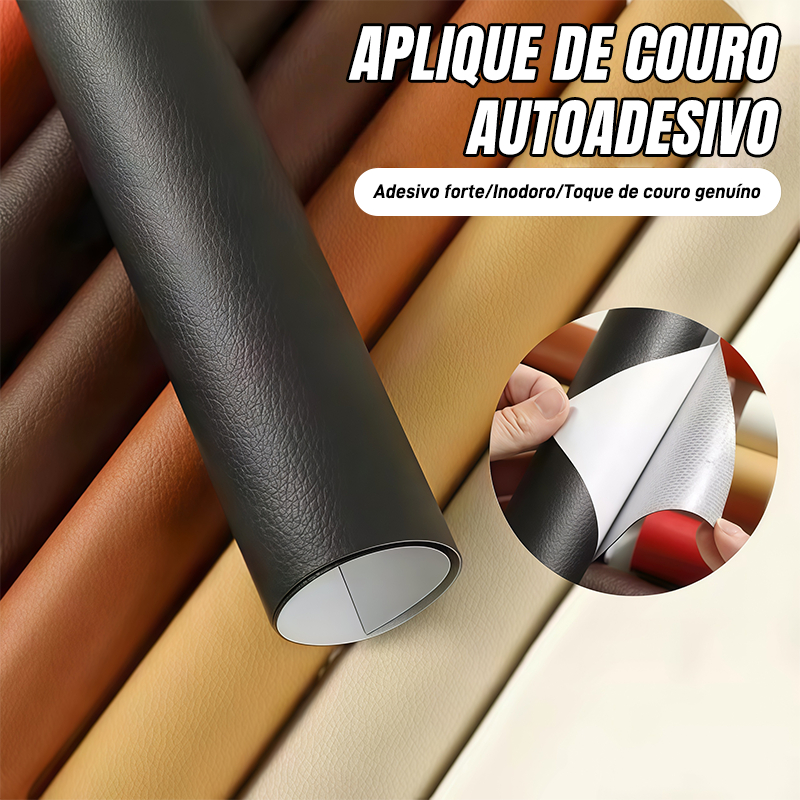 Patches de Reparo de Couro Adesivos para Sofás Carros Cadeiras e Bolsas Cor Preto/Branco/Castanho