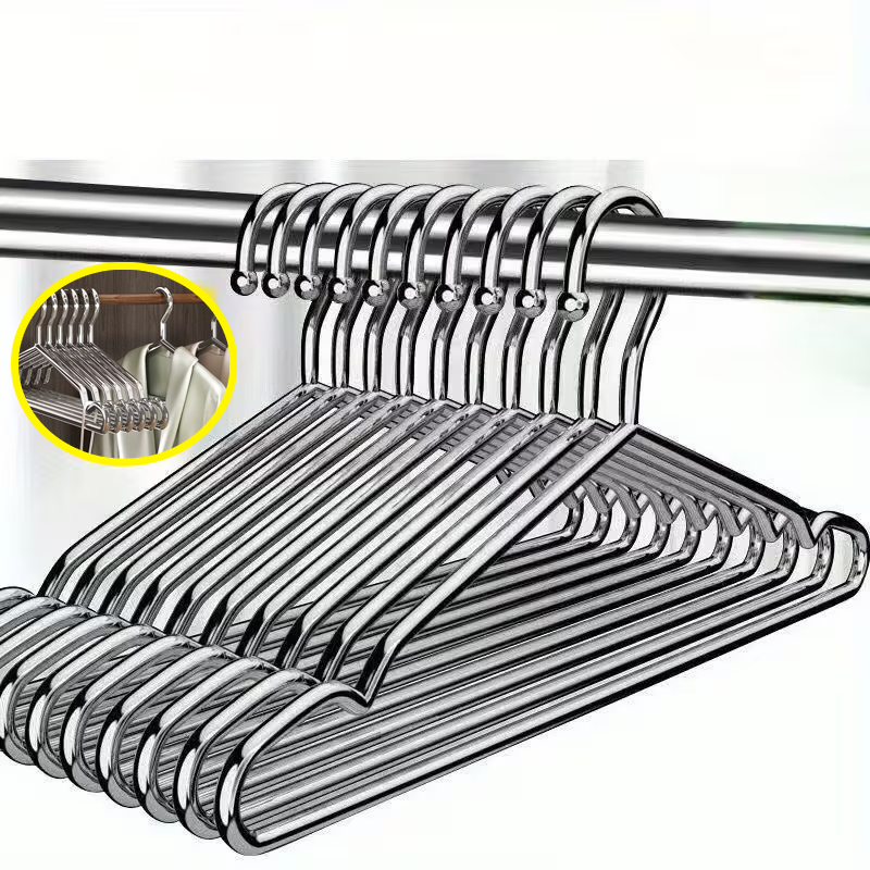 Kit 20/10 Cabides Tintureiro Metal Aço Cromado Adulto Cava Resistente Cabide