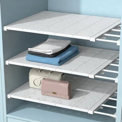 Prateleira telescópica ajustável 48-80cm aço inoxidável branco prateleira portátil adequada para guarda-roupas