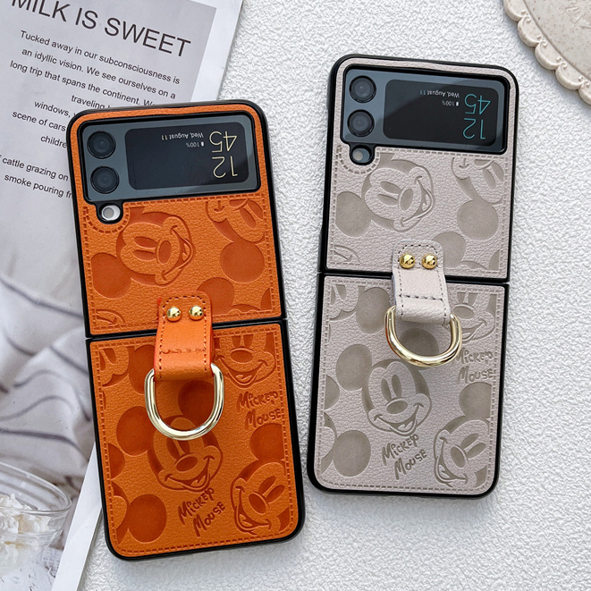 Capa De Couro De Luxo Com Tela Empilhada Impressa Do Mickey Para Samsung Galaxy