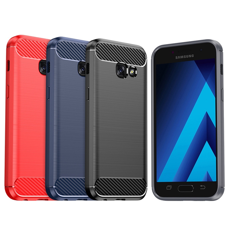 Capa De Fibra De Carbono Para Samsung Galaxy A5 2017 A6 Plus A6 2018 A7 2017 A7 2018-Armadura À Prova De Choque , Parte