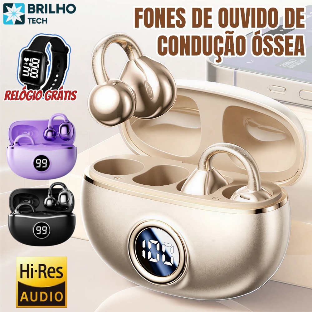 Fones De Ouvido Sem Fio Fone Bluetooth Com Microfone Handsfree Cancelamento Ruído Clipe Música Esportes Jogos Earplug-br