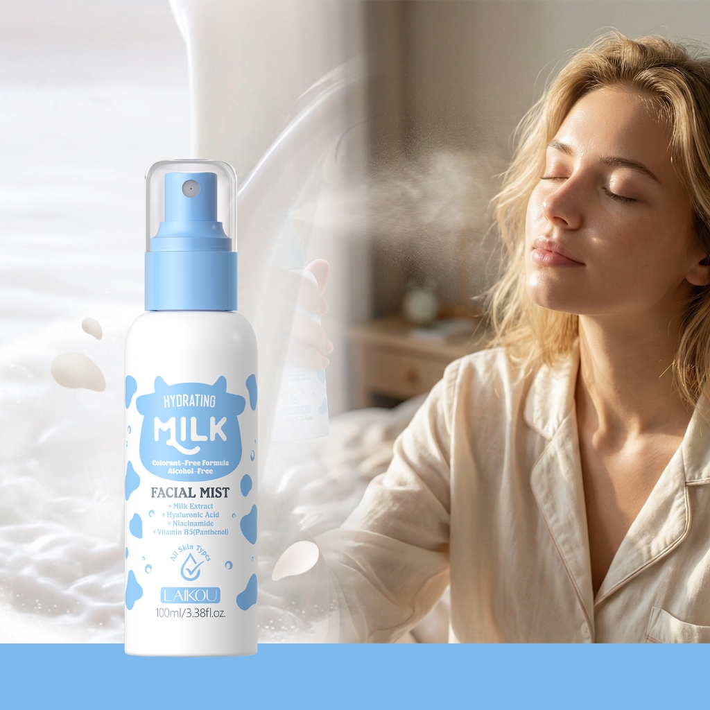 LAIKOU Leite Hidratante Névoa Facial 100ml Spray Niacinamida Ácido Hialurônico Toner Sem Álcool Refrescante Cuidados Com