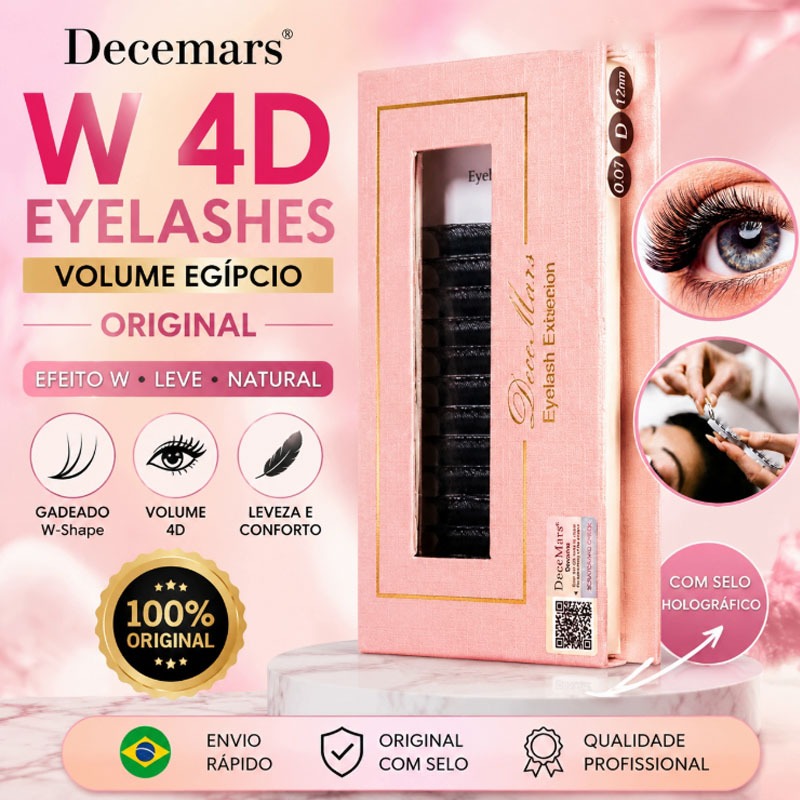 Cílios W 4D Decemars Volume Egípcio Extensão De Cílios Alongamento Híbrido 0.07D CX ROSA