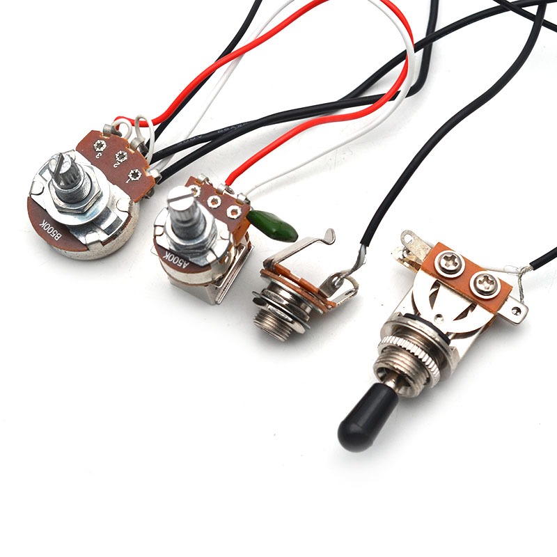 Chicote De Fiação De Guitarra 3 Captadores 1V1T A500K Push Pull & B500K Potes Grandes Preto/Cromado Interruptor De Alter