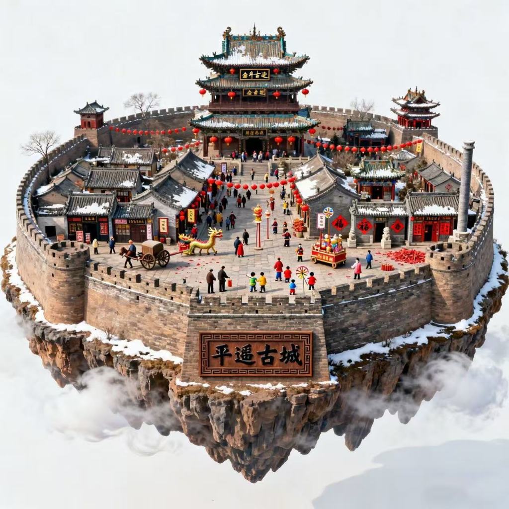 Shanxi Pingyao cidade antiga Metal magnético geladeira adesivos tridimensional pendurado templo Jin templo Y