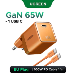 Carregador Rápido UGREEN 65W GaN Plugue Dobrável USB-C De Porta Única , De Parede Compacto Para iPhone 17/16 Pro Max , S