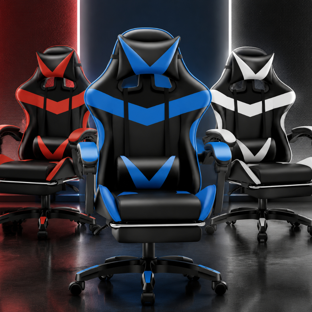 Cadeira Gamer Ergonômica Profissional Reclinável Confortável Com Rodinha Pés e Altura Ajustável para Escritório
