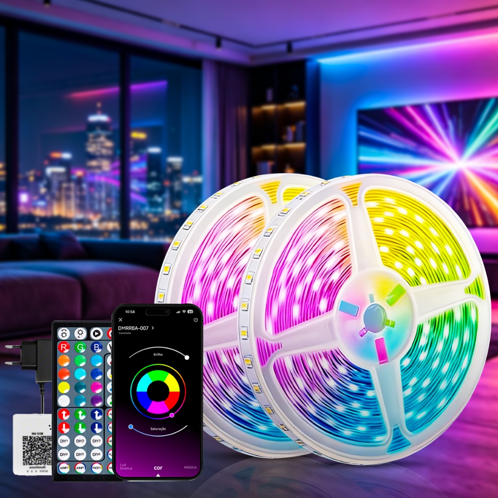 【HiGooGoo Fita LED RGB】 40/30/20/10m Com APP Controle Remoto Sincronizar a Música Ideal Para Decoração DIY Interna