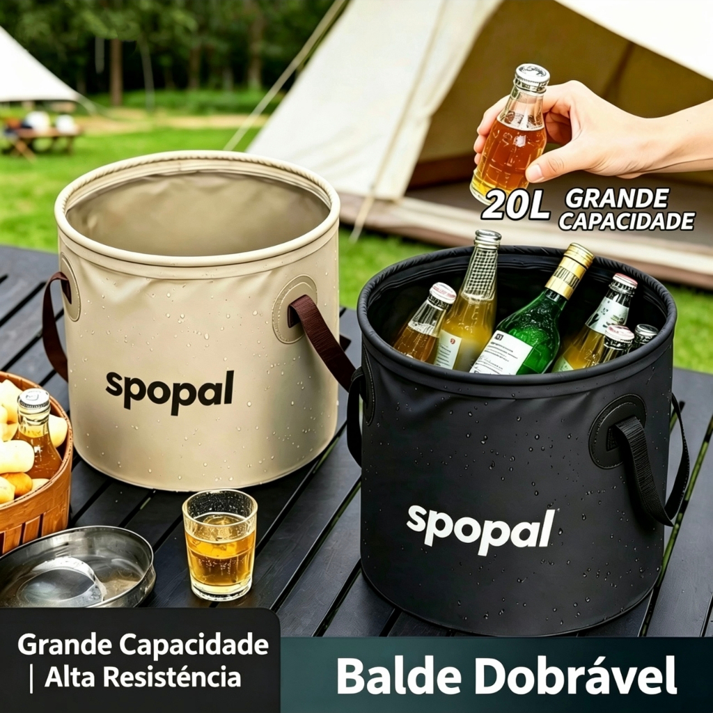 Balde dobrável para acampamento ao ar livre 20L Balde para carro portátil para montanhismo