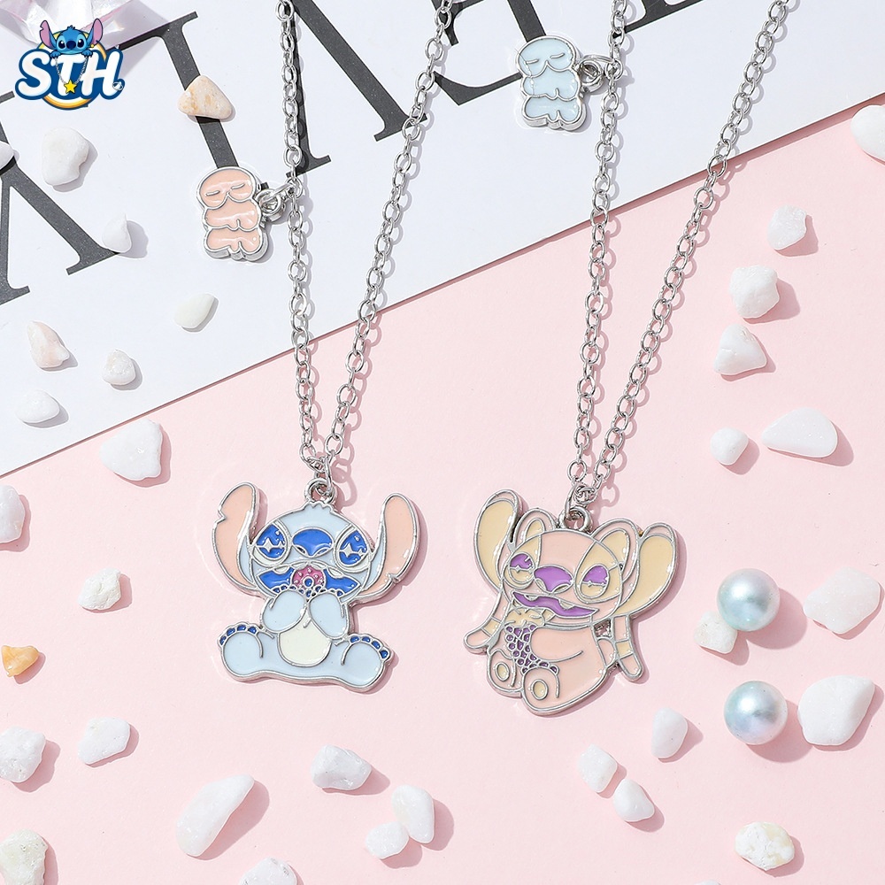 2PCS animação animada Star Baby STITCH & ANGEL casal juntar BFF colar bom amigo presente de aniversário acessórios