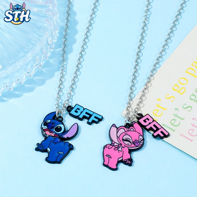 2PCS adorável STITCH pingente colar ideia juntar crianças desenhos animados BFF amigo casal presente de aniversário