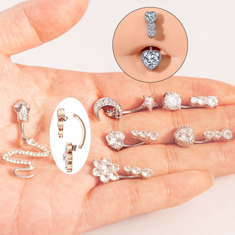 1pc 14G Umbigo Anel De Luxo Zircão Guarda-Chuva Feminino Corpo Piercing Jóias