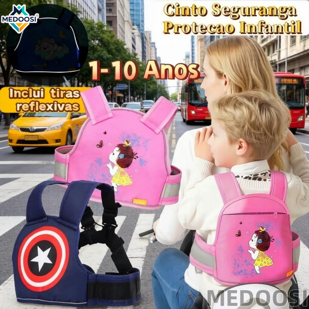 MEDOOSI Arnês de Segurança Infantil Ajustável | Colete de Cinto Reflexivo Anti-Queda para Bebê em Motocicleta