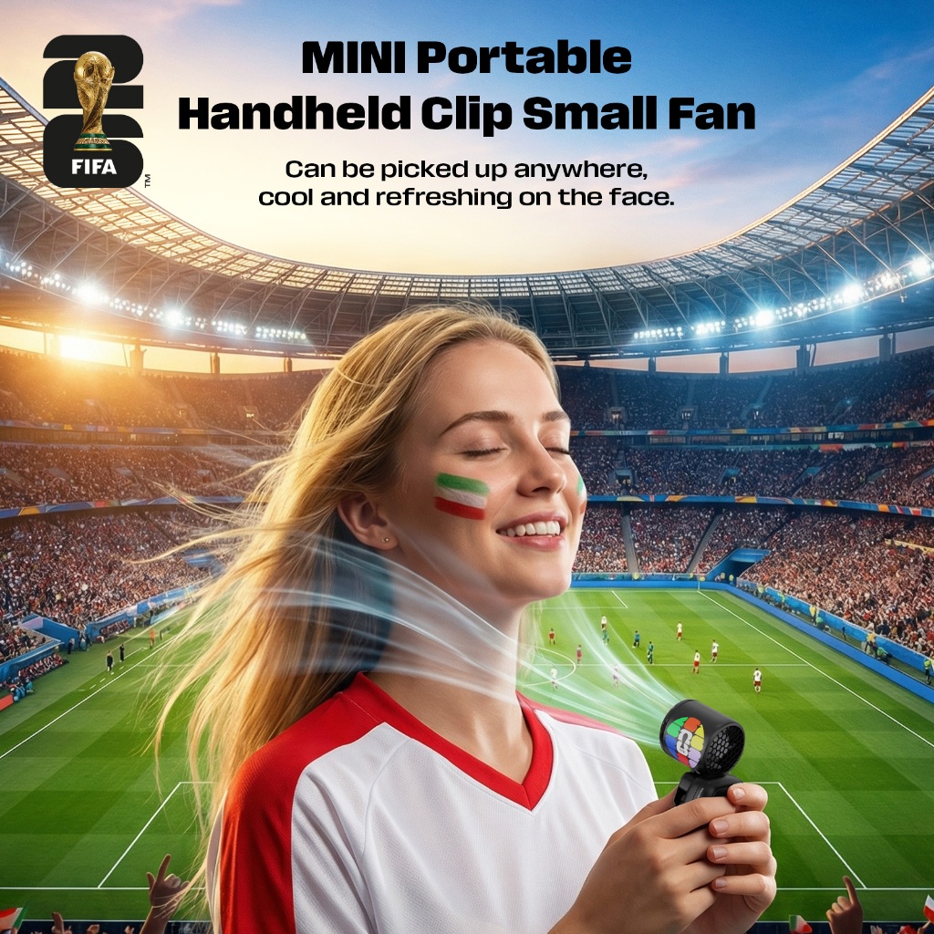 Ventilador Clip-on Da Copa Do Mundo FIFA 1200mAh Bateria De Ultra Alta Capacidade 90 ° Fluxo De Ar Ajustável De 3 Veloci