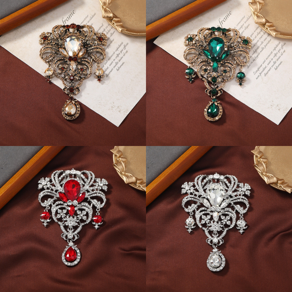 [B.Ling] Broche de flor oca de strass retrô pingente de vidro corpete acessórios para casaco de inverno