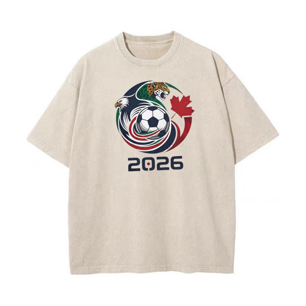 2026 Americano , Canadense , Mexicano Futebol Águia Jaguar Padrão Fã De Camiseta De Algodão Puro