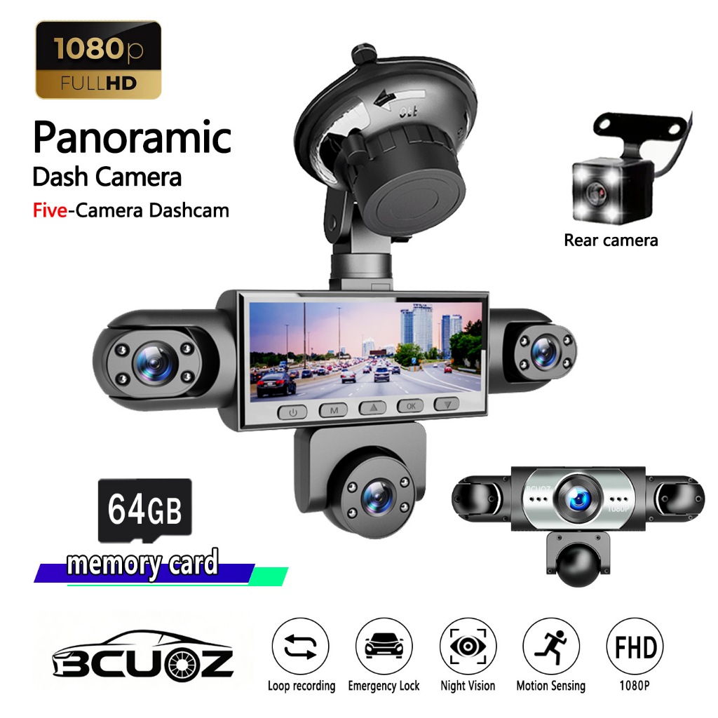 2026NEW 5 Câmera Carro DVR 1080P Gravador De Vídeo 360 Graus WIFI Traço Cam Frente Direita Esquerda Dentro Com Visão Tra