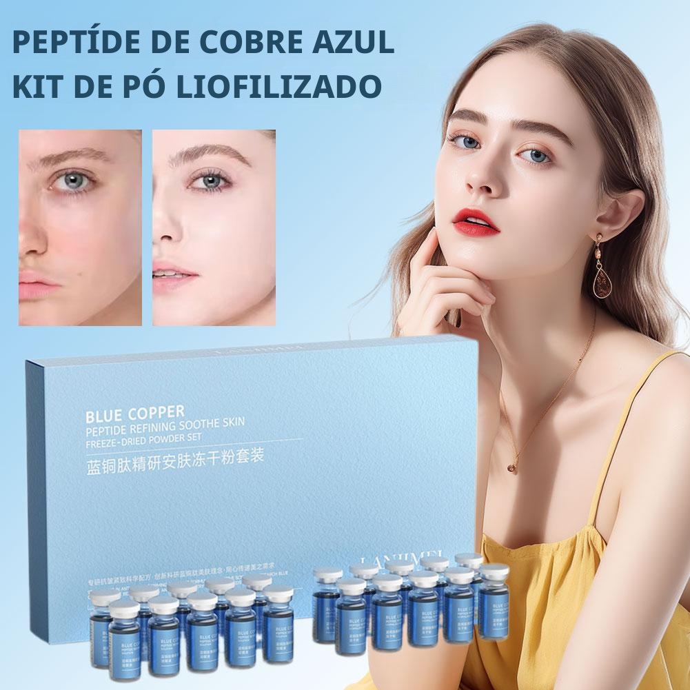 Kit Peptídeo de Cobre Azul Liofilizado Essência Facial Rejuvenescedora Firmadora Anti-idade Oligopeptídeo