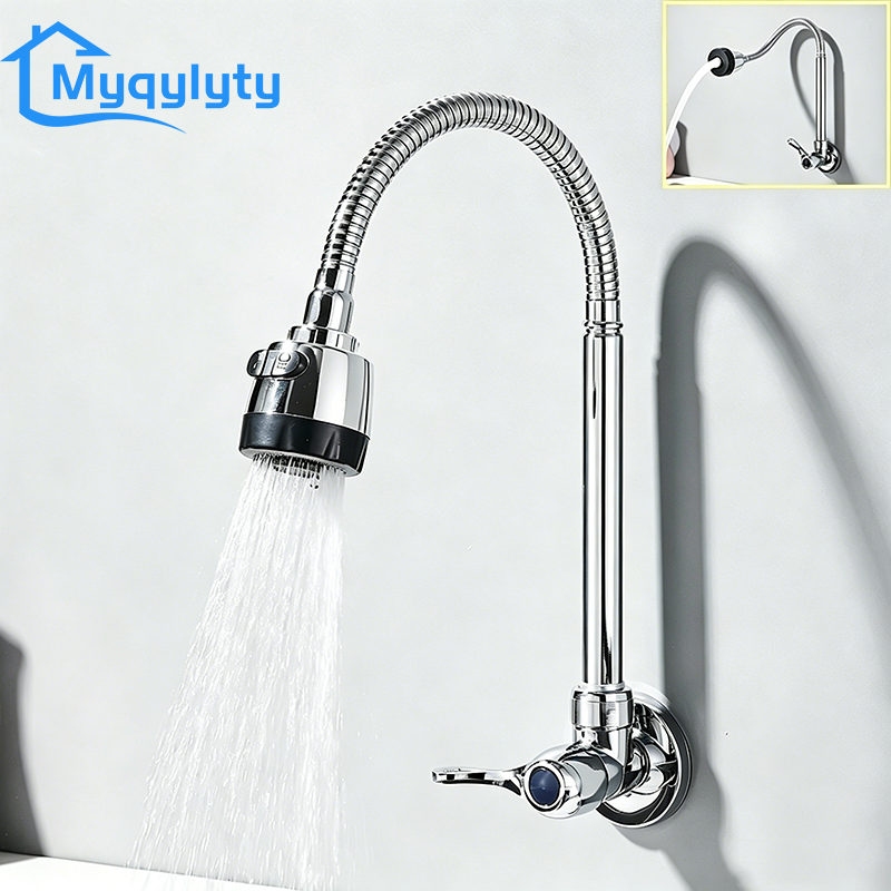 Torneira Gourmet de Parede Cozinha  flexivel Com Spray Flexível Misturador Monocomando