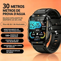Smartwatch Masculino Esportivo H02 30 Dias Bateria SpO2 Batimentos Caixa Metálica Resistente à Água 3ATM Frete Grátis