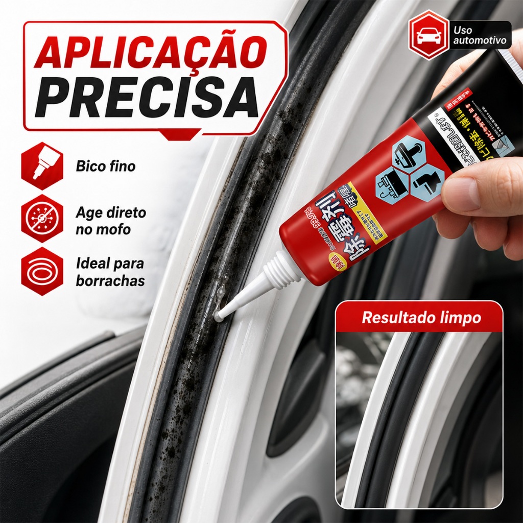 Limpador Gel Antimofo Veicular – Remove Bolor de Borrachas e Frestas, Ação Profunda Sem Esfregar
