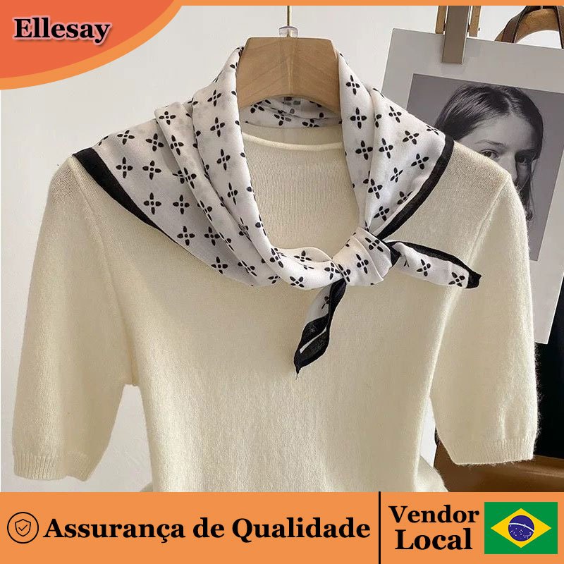 Cáqui versão coreana All-Match algodão linho pequeno lenço quadrado fresco lenço profissional feminino elegante cachecol