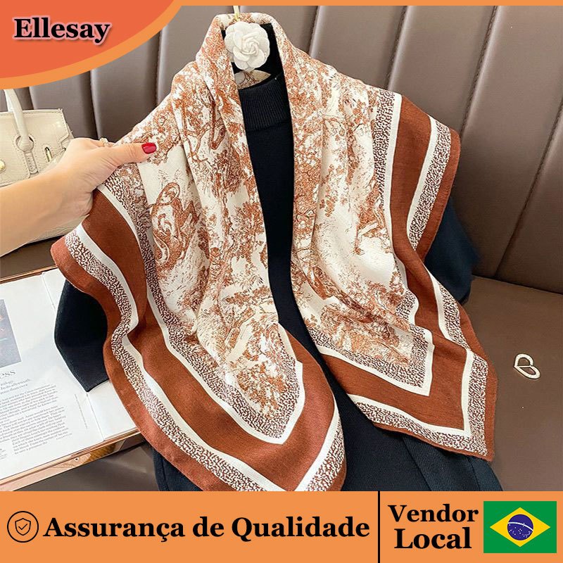 Primavera verão novo estilo senhoras fino grande lenço quadrado outono inverno impresso moda All-Match moda cachecol xal