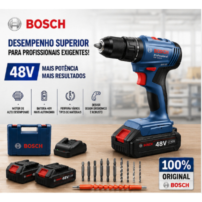 Parafusadeira Bosch Furadeira Elétrica 48v Parafusadeira 2 Baterias Furadeira de Impacto Original — R$ 399,66 em Shopee