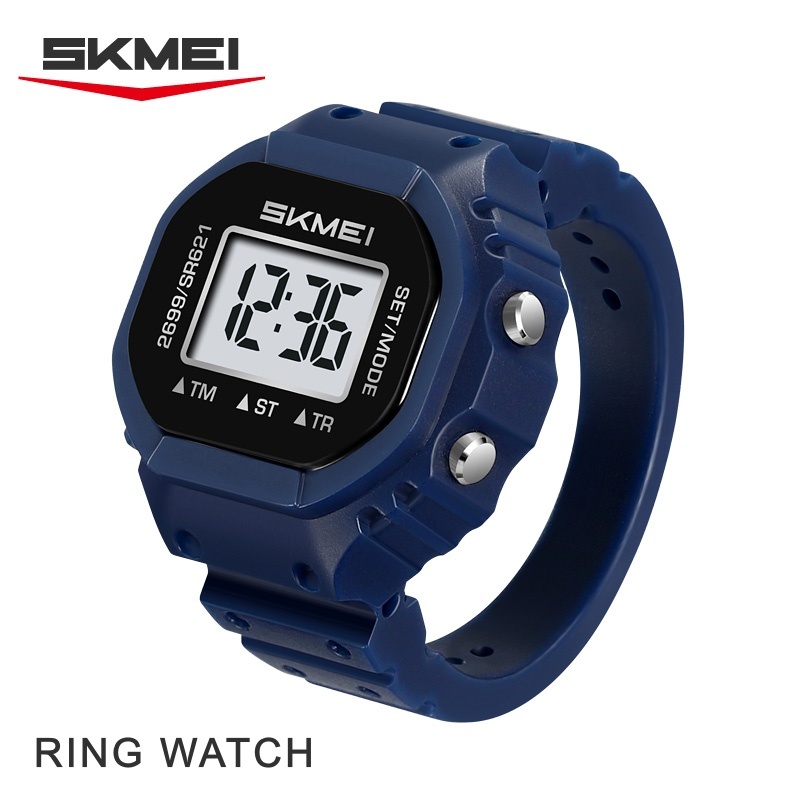 SKMEI 2699 Minimalista Colorido Anel Transparente Relógio Mini De Dedo Presente Pulseira Não Ajustável